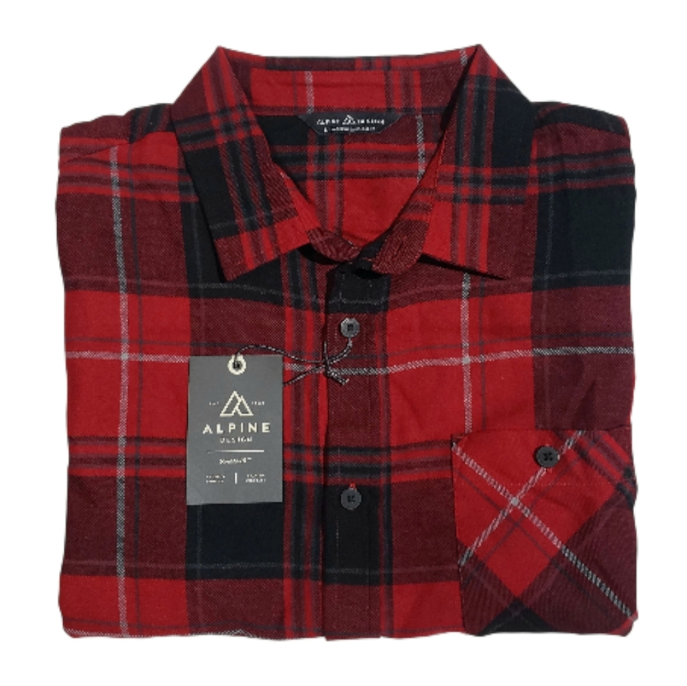 Alpine Design Mens Brushed Flannel Long Sleeve Shirt Red Size Large NWT